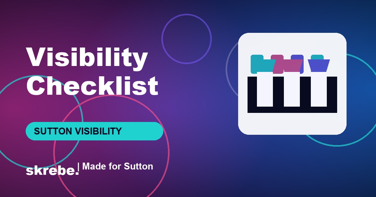 Branded skrebe cover showing a checklist for Sutton town centre business visibility