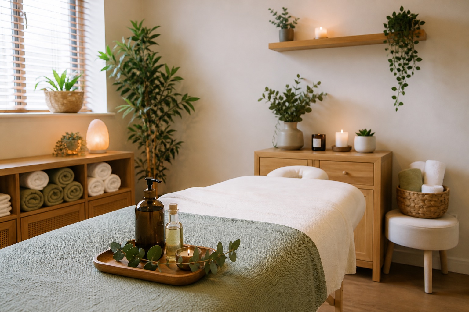 Calm and professional massage treatment room